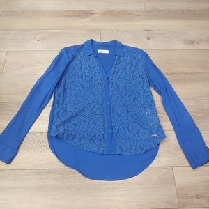 Hollister Blue Lace Blouse // size XS